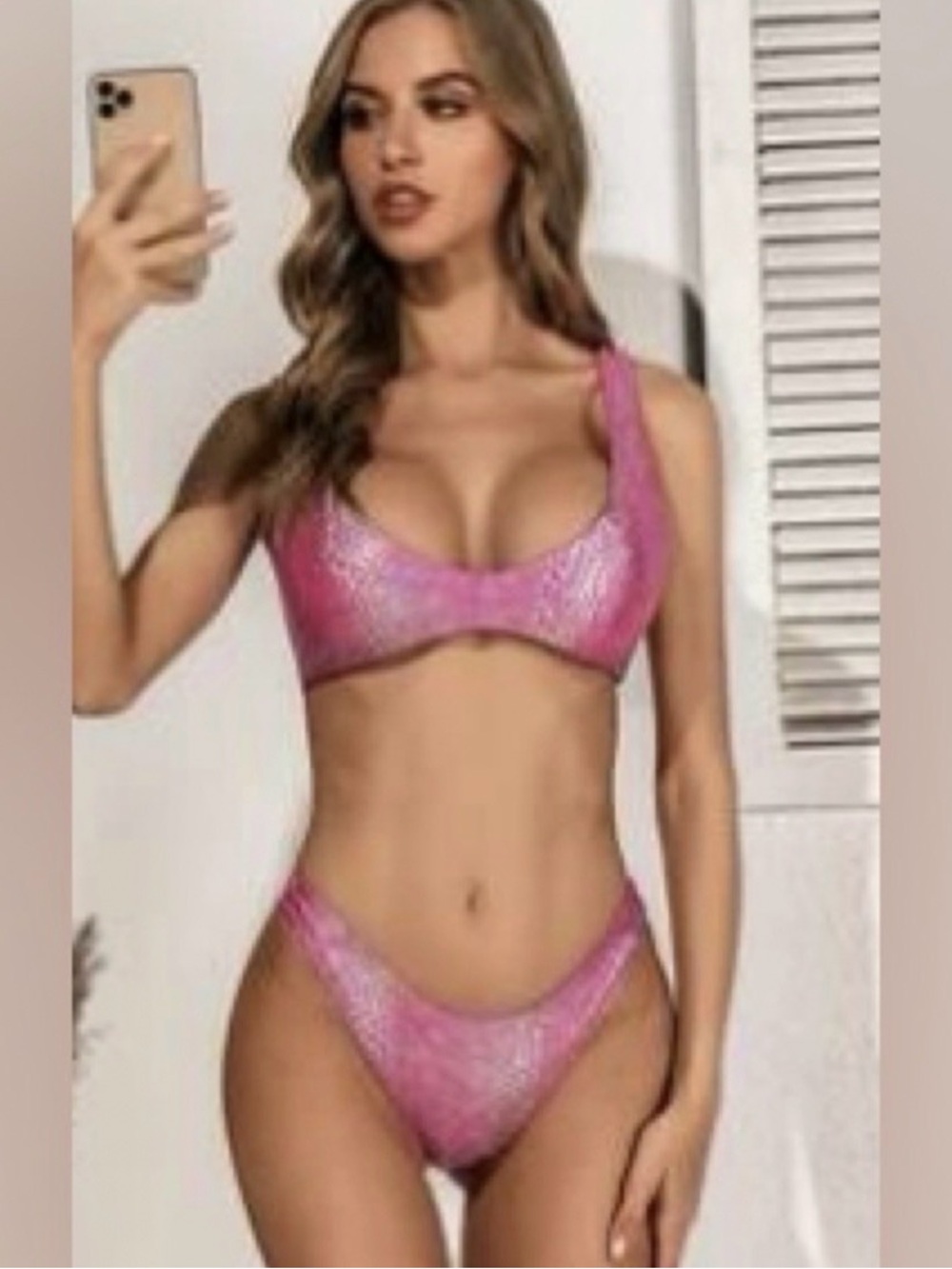 Shimmer Pink Two-Piece Bikini Set